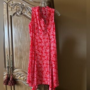 Sleeveless Red Patterned Dress